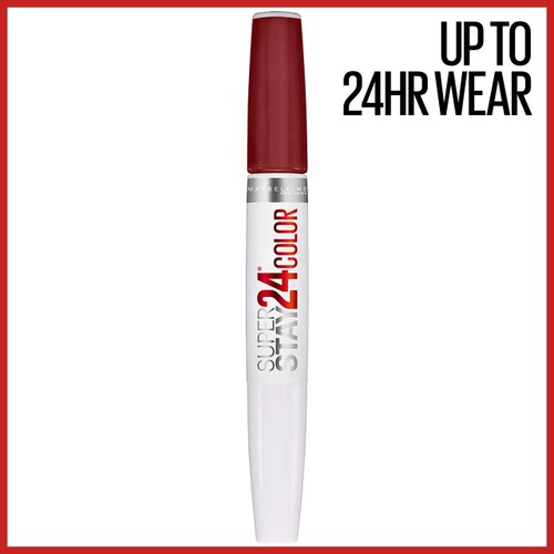 Maybelline New York Super Stay 24, 2-Step Liquid Lipstick Makeup, Long Lasting Highly Pigmented Color with Moisturizing Balm, Everlasting Wine, Plum Red, 1 Count