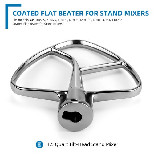 Flat Beater K45B Kitchen Mixer Aid Paddle Stainless Steel for 4.5 Quart Stainless Steel Bowl,Tilt-Head Stand Mixer Beater 1-year warranty