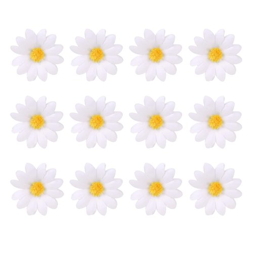 12 Pcs White Daisy Flower Hair Clips - Sunflower and Fabric Sun Flower Hair Barrettes for Brides and Wedding Hair Accessories