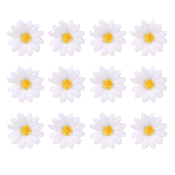 12 Pcs White Daisy Flower Hair Clips - Sunflower and Fabric Sun Flower Hair Barrettes for Brides and Wedding Hair Accessories