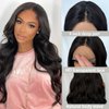 SOKU Body Wave Synthetic Lace Front Wigs 22 Inch Middle Part Wavy Wig with Baby Hair Dark Brown Glueless Hair Replacement Wigs for Women Heat Resistant Fiber