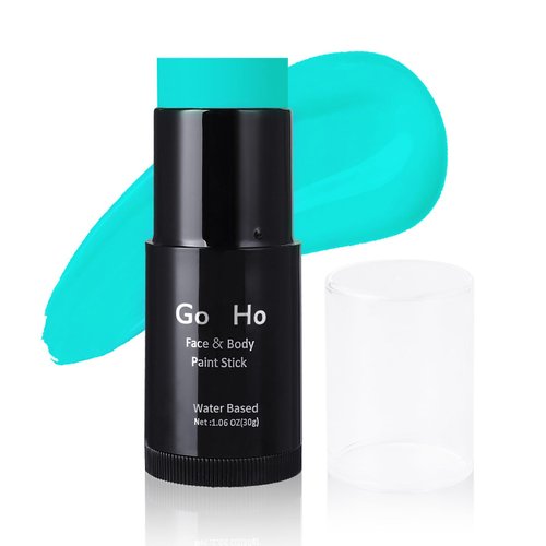 Go Ho Teal Face Body Paint Stick,Water Based Washable Teal Face Paint Stick,Non-toxic Full-coverage Cream Teal Body Paint for Adults Children Halloween Sally Mermaid Skeleton Cosplay SFX Makeup