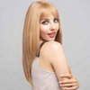 SOKU Strawberry Blonde Synthetic Wig 20 Inch Natural Straight Hair with Fringe Bangs Flawless Hairline Glueless Machine Made Wigs for Women Girls Party Costume Wig Soft Hair Realistic Wigs