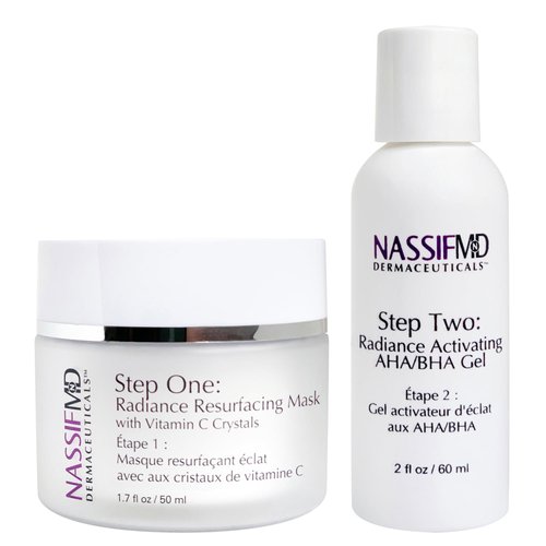 NassifMD Micro-Spa Vitamin C Skin Peel BHA Chemical Exfoliant for Face, Chemical Face Peel with Vitamin C Mask, AHA BHA Facial Peel, Chemical Peel for Face at Home, Face Exfoliant with Salicylic Acid