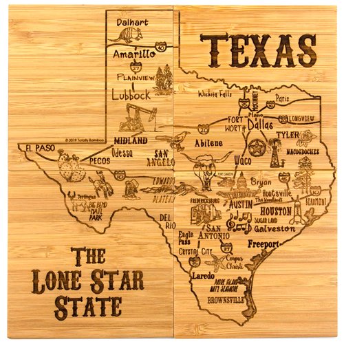 Totally Bamboo Texas State Puzzle 4 Piece Bamboo Coaster Set with Case