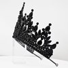 Extra Big Crown for Women Black Gothic Tiara 5" Tall Pageant Queen Tiara Headband Black Wedding Crown for Quinceanera Costume Cosplay Halloween