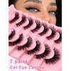 7 Pairs Cat-Eye Lashes Flu-ffy 16mm Fox Eye Lashes Curly Volume Eyelashes Faux Mink Lashes that Look Like Extensions Lashes Wispy False Eyelashes Natural Look(Z11)