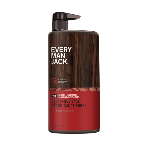 Every Man Jack 2-in-1 Daily Shampoo + Conditioner - Cedar and Red Sage | Nourishing For All Hair Types, Naturally Derived, Cruelty-Free Shampoo and Conditioner Set for Men | 24oz -1 Bottle