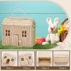 Wettarn Handmade Rattan Doll House Rattan House Shape Shoulder Bag Wicker Basket with Lid for Doll Toys Rattan Storage Basket Small Dollhouses Cute Woven Handcrafted Artwork Gift (Wood Color)