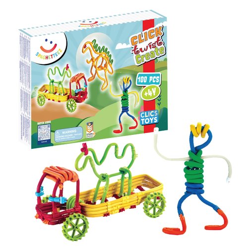 spaghetteez Craft kit for Kids from 4 Years, Sensory Toys for Boys and Girls, Ideal as a Gift, Flexible Construction Toys for Arts and Crafts in a Set of 100 Pieces