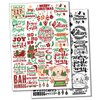 Merry Christmas Holiday Sayings Greetings Temporary Tattoo Water Resistant Fake Body Art Set Collection - Black (One Sheet)