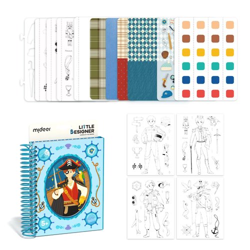 MiDeer Fashion Design Sketchbook with Watercolor Painting, Princess Dress-up Activity Book with S...