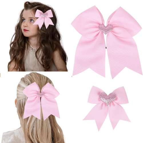 Valentine&#39;s Day Cheer Hair Bow Ties with Elastic Love Heart Hair Bow Clips Hair Bowknot Ribbon Al...