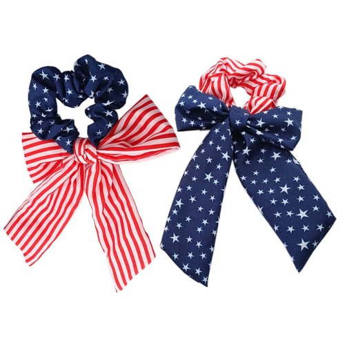 Elastic Patriotic Hair Ties 4th of July Ponytail Holder American Flag Hair Accessories for Women ...
