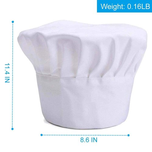 Chef Hat,Adult Premium Adjustable Elastic Baker Kitchen Cooking Chef Cap White