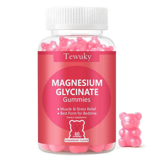 Magnesium Glycinate Gummies 500mg, Sugar-Free for Adults & Kids, Magnesium Gummy for Relaxation, Stress & Muscle Relief, Supports Bone & Nerve Health, Vegan, Pectin-Based, 60 Count, Strawberry Flavor