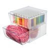 Deflecto Stackable Cube Organizer, Desk and Craft Organizer, 2 Drawers, Clear, Removable Drawers and Dividers, 6"W x 6"H x 7 1/5"D (350101CR)