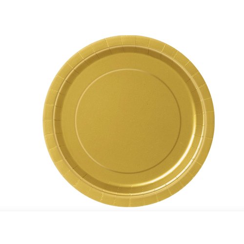 Gold Round Paper Dessert Plates - 7" (8 Ct) - Eco-Friendly & Disposable Tableware - Perfect for Celebrations, Weddings & Gatherings