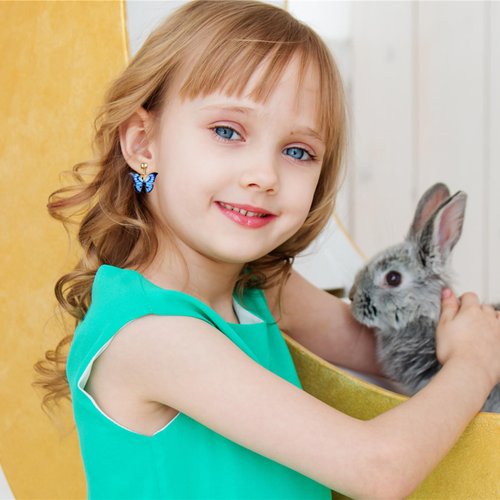 A chic set of 20 pairs clip on earrings for girls without Pierced Ears,Vibrant Themes Like Flowers, Unicorns, Ladybugs, Butterflies, Sheep