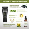 SHVYOG Blackhead Peel Off Face Mask, 3-in-1 Blackhead Remover Mask with Brush & Tea Tree Oil Serum, Charcoal Mask for Deep Cleansing Dirts, Pores, Skin Oil (100g+30ml)