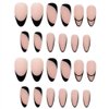 Enppode French Tip Press on Nails Medium Stick on Nails Almond Black Acrylic Nails Nude Matte Nails for Women