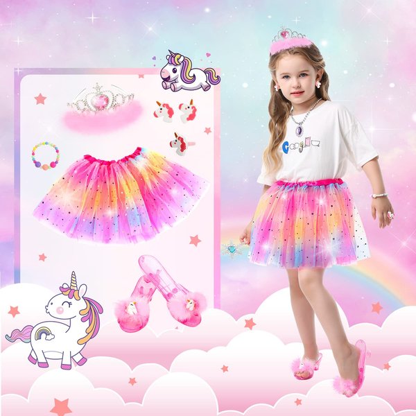 HAMSILY Princess Dress Up Shoes Set for Toddler Jewelry Boutique Kit, 3 Themes of Unicorn Mermaid Ice Princess Costumes Set, Pretend Play Gifts for Little Girls Aged 3-6 Years Old