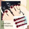 RODAKY Press on Toenails for Women Red Rhinestone False Nail for Toe Full Cover Fake Toenail Fashion Nails Artifical Toenails Acrylic Foot Nail Tips 24Pcs