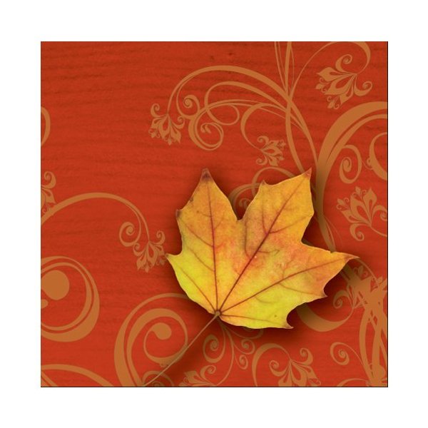 Creative Converting 656343 18 Count Beverage Napkins, Autumn Gust, Brick/Yellow/Orange