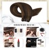 Moresoo Hand Tied Weft Hair Extensions Human Hair Brown Highlight Sew in Hair Extensions Real Human Hair Darkest Brown Highlighted with Light Brown Double Weft Hair Wefts Sew in Extensions 100g