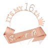 𝘾𝙝𝙖𝙣𝙖𝙘𝙤 16th Birthday Headband and Sash for Women, Rhinestone Sweet 16 Birthday Tiara Decorations Gift for Girls, Crystals Happy Birthday Crown and Sashes Hair Accessories for Party Favors