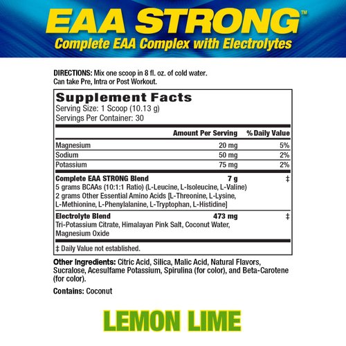Maximum Human Performance Mhp Eaa Strong, All 9 Essential Amino Acid Supplements, Electrolytes, Lemon Lime