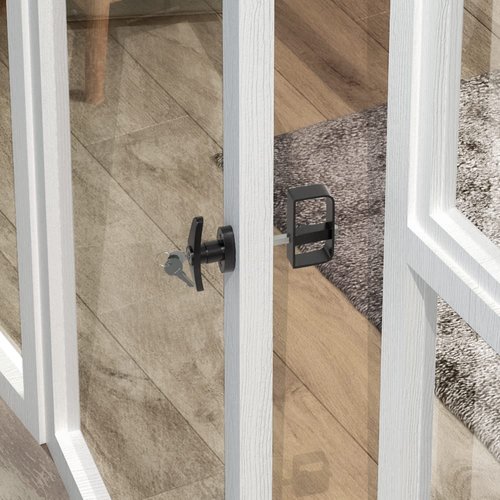 SKYSEN Shed Door Lock Latch, Shed Door T Handle Lock, 5-1/2" Steam- 2 Keys- Shed Door Hardware- Black(Shed Lock-1)