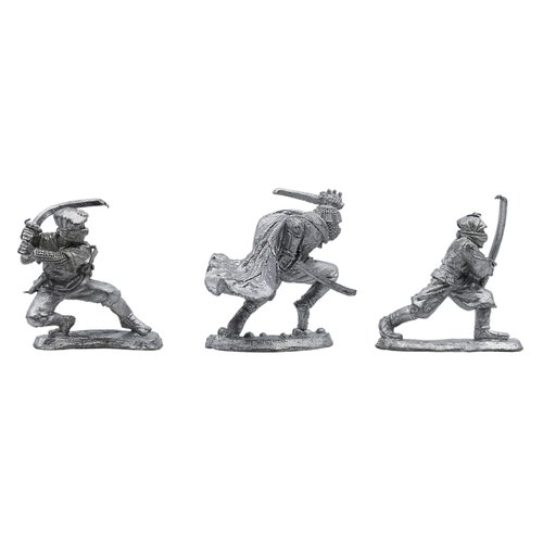 IRON WIND METALS 3 Piece 3-Stage Ninja Set - 100% Lead-Free Pewter - Classic Fantasy Miniatures for 28mm Table Top Games - Made in USA - RAL Partha Miniatures