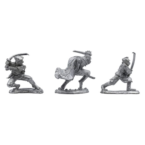 IRON WIND METALS 3 Piece 3-Stage Ninja Set - 100% Lead-Free Pewter - Classic Fantasy Miniatures for 28mm Table Top Games - Made in USA - RAL Partha Miniatures