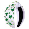 boderier St.patricks Day Headband Green Top Hat Shamrock Headband Jeweled Crystal Knotted Headband Holiday Party Accessories (Beaded Shamrock2)