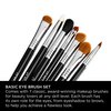Sigma Beauty Basic Eye Makeup Brush Set – Classic Eye Makeup Brushes with Premium Fibers and Sleek, Durable Handles for Eyeliner, Eyeshadow, & Eyebrows, Includes 7 Black Makeup Brushes