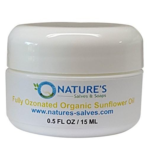 Nature's Salves and Soaps Fully Ozonated 100% Organic Unrefined Organic Sunflower Oil. Holistic, Homeopathic, Natural, Dental, Skin, Hair - 1/2 Oz.