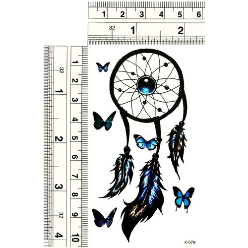 Umama Lot of 3 Mini Tattoos Butterfly Dreamcatcher Realistic tattoos Feather Dream Catcher Cartoon Waterproof 3D Men Women Arm Tattoo Temporary Tattoos Sticker Fake Tatoo Body