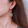 Allereyae Vintage Crystal Emerald Leaf Dangle Earrings Green Rhinestone Leaf Drop Earrings Green Cz Leaf Earrings Crystal Leaf Hoop Earrings Jewelry for Women