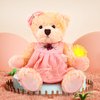 Riverwar Small Teddy Bear Stuffed Animal in a Dress, Cute Soft Plush Toy, Cuddly Gift for Babies, Boys, Girls on Christmas or Valentine's Day (10 inches, Pink Orange Dress)