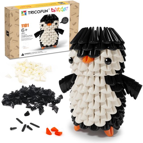 Tricofun Creative Soft Building Blocks, Cute Animal kit Assembling Building Toys Gifts for Kids and 6+ Interactive Building Toy for Kids, Boys, and Girls (1101-PENGUIN)