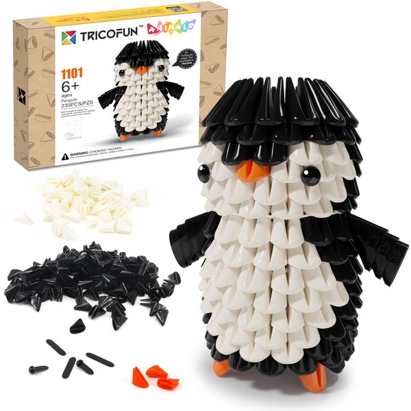 Tricofun Creative Soft Building Blocks, Cute Animal kit Assembling Building Toys Gifts for Kids and 6+ Interactive Building Toy for Kids, Boys, and Girls (1101-PENGUIN)