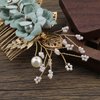 Micro Traders Wedding Bridal Hair Comb Flower Side Hair Clips Rhinestone Pearl Floral Headpiece Hair Tools Hair Accessories for Wedding Bridal Bridesmaid Green