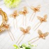 12 Pieces Butterfly Hair Pin Butterfly Hair Clips Crystal Pearl Hair Clips Bridal Wedding Hair Pins Bride Headwear Hair Accessories for Women Girls (Novel Gold Style)