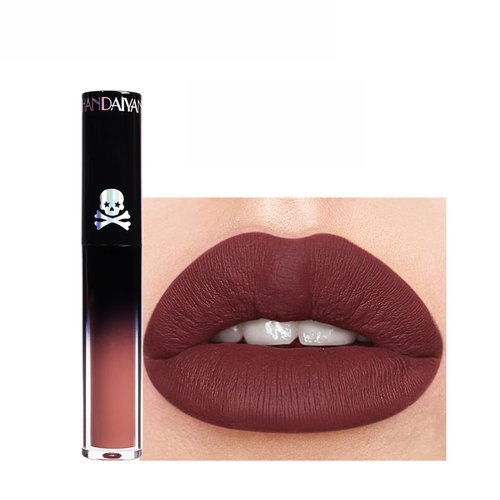 VSTYLE Gothic Style Lip Gloss Matte Lipstick Color Lip Glaze Non-Stick Cup Lip Tint Long Lasting High Pigment Lip Stain Non-Smudge Non Fade Lip Glaze for Daily Halloween Festival Party Lip Makeup (2#)