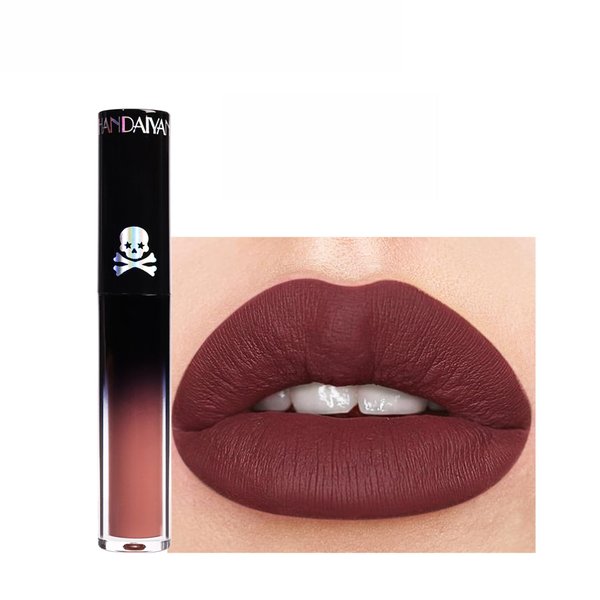 VSTYLE Gothic Style Lip Gloss Matte Lipstick Color Lip Glaze Non-Stick Cup Lip Tint Long Lasting High Pigment Lip Stain Non-Smudge Non Fade Lip Glaze for Daily Halloween Festival Party Lip Makeup (2#)