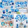 Blue Happy Birthday Party Decorations Set for Men Boys, Pre-Strung Happy Birthday Sign Banner, Blue Balloons, Tissue Paper Pom Poms, Star Garland, Hanging Swirls for Birthday Party Decorations