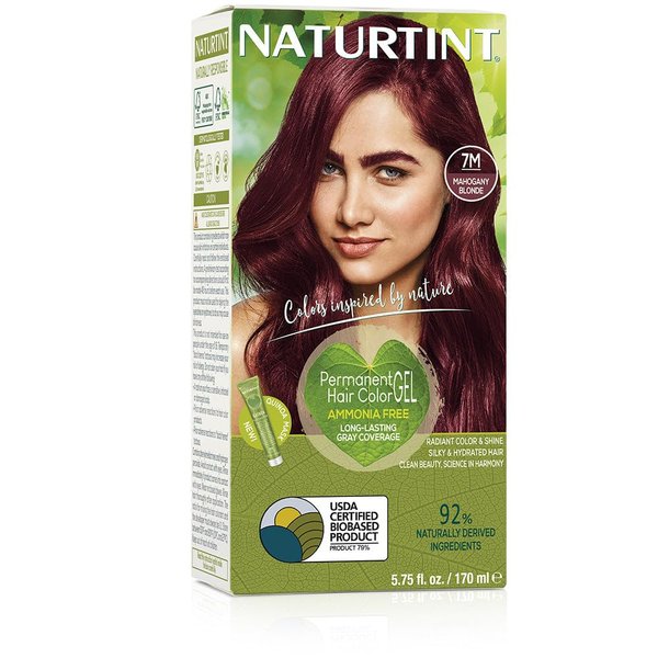 Naturtint Permanent Hair Color 7M Mahogany Blonde (Pack of 1), Ammonia Free, Vegan, Cruelty Free, up to 100% Gray Coverage, Long Lasting Results