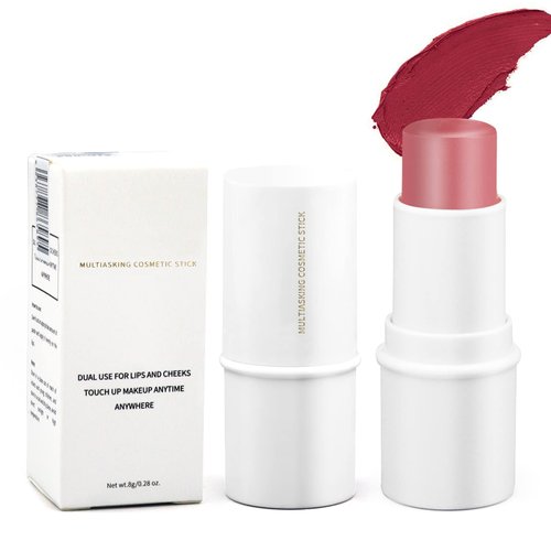 3 in 1 Multi Stick Makeup, Versatile Lip and Cheek Tint Highlighter Stick Waterproof Long Lasting Cream Contour Stick Bronzer Stick Illuminator Stick Makeup Stick for Cheeks Eyes Lips, Cruelty-Free Face Makeup(Pink Rose)
