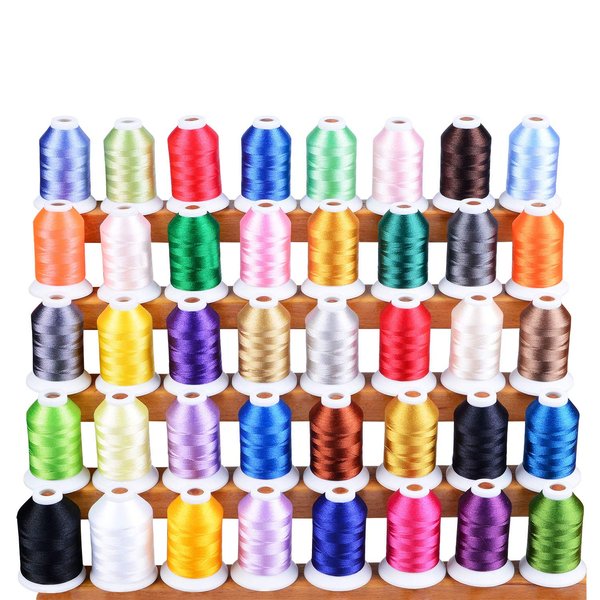 Simthread 60WT Sewing Embroidery Machine Thread Kit - 40 Colors 1100 Yards Spool for Brother Janome etc Sewing Embroidery Machines
